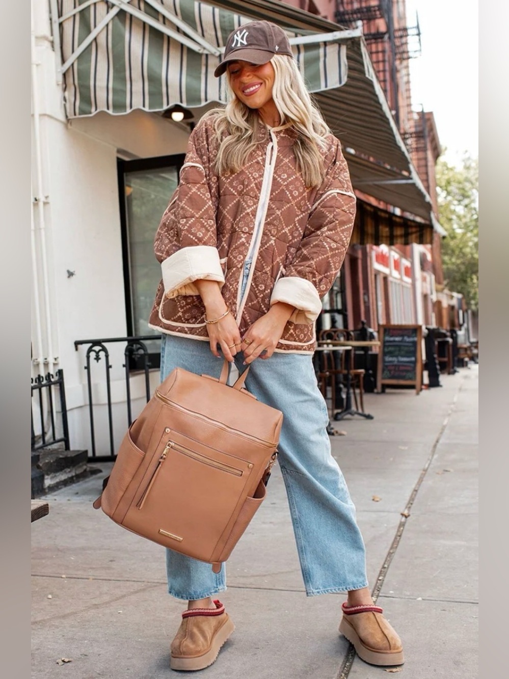 Poppy & Peonies Mocha Mousse Commuter Backpack